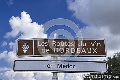 Wine road in Medoc, Bordeaux, Aquitaine, France Editorial Stock Photo