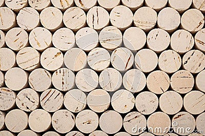Wine selection and winery setting concept with full frame multiple cork material bottle stoppers with copy space Stock Photo