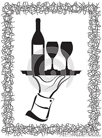 Wine Serving Vector Illustration