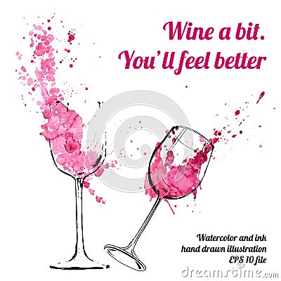 Wine splash and blots concept Vector Illustration