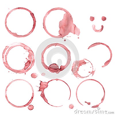 Wine stain circles in red tones with realistic gradient shading Stock Photo