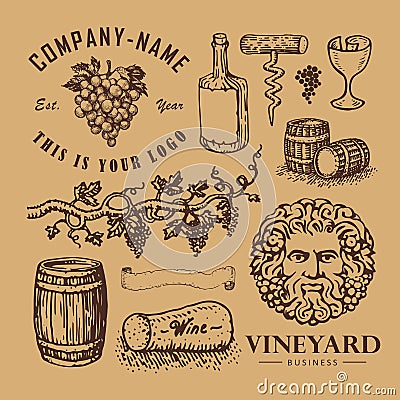 Wine symbols Vector Illustration