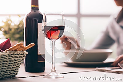 Wine tasting at the restaurant Stock Photo