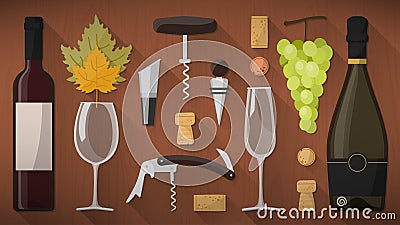 Wine tasting toolkit Vector Illustration