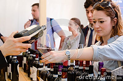 Wine tasting at Vinum Alba, Italy Editorial Stock Photo