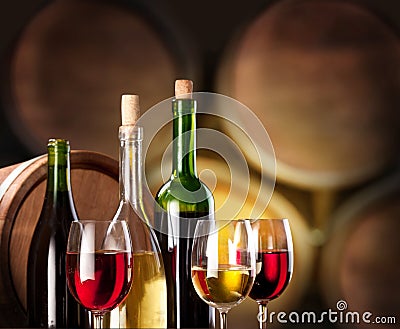 Wine tasting in the wine cellar. Stock Photo