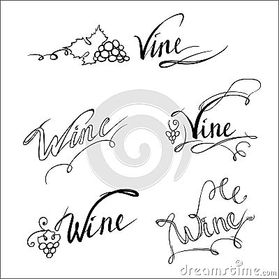 Wine, vine, lettering, logos vector Vector Illustration