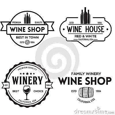 Wine, winery logo or icon, emblem. Label for menu design restaurant or cafe. Vintage templates Cartoon Illustration