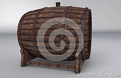 Wine wooden barrel. 3D render. Stock Photo