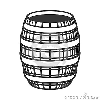 Wine Wooden Barrel Icon on White Background. Vector Vector Illustration