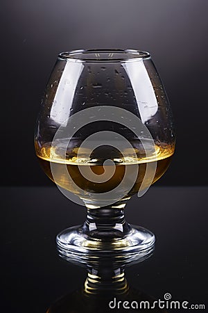 Wineglass of cognac on a gray gradient background Stock Photo
