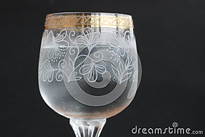 Wineglass with cold water, close-up 0083 Stock Photo