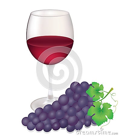 Wineglass and grapes Vector Illustration