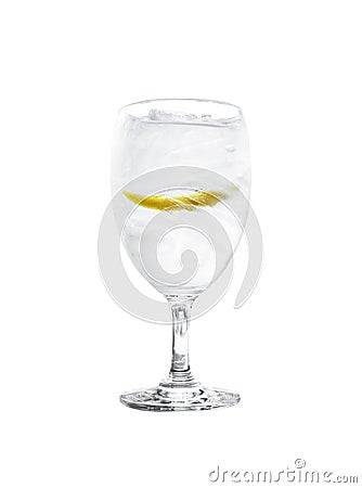 Wineglass of lemonade soda water on white background for creative design and all inspirations Stock Photo