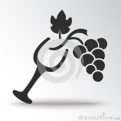 Winemaking. Wine glass and grapes. Vector illustration Cartoon Illustration