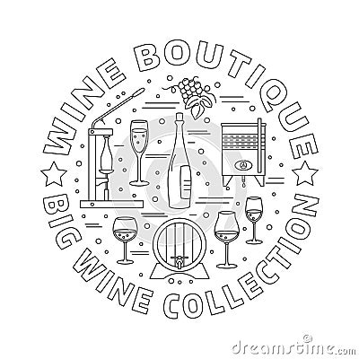 Winemaking, wine tasting graphic design concept Vector Illustration