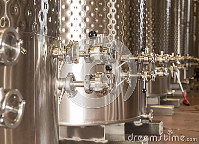 Winery Fermentation Tanks Stock Photo