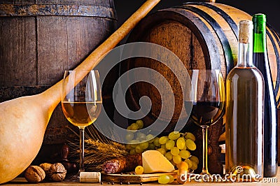 Winery with food and wine Stock Photo