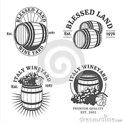 Winery logos set. Vector Illustration