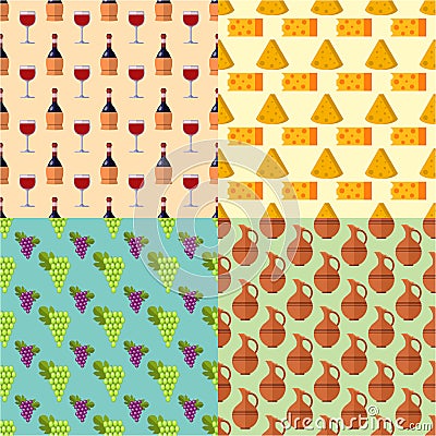 Winery making harvest cellar vineyard seamless pattern industry alcohol production vector illustration Vector Illustration