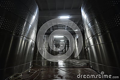 Winery steel tanks Stock Photo