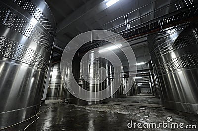 Winery steel tanks Stock Photo