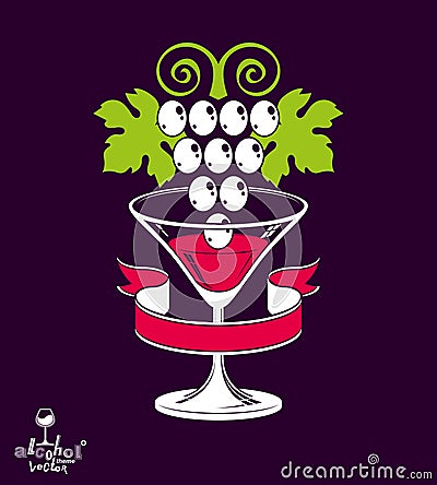 Winery theme vector illustration. Stylized martini glass Vector Illustration