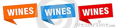 wines banner. wines speech bubble label set. Vector Illustration