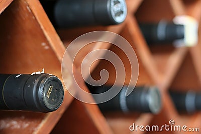 Wines display Stock Photo