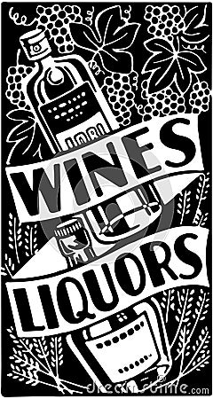 Wines And Liquors Vector Illustration