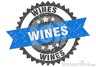 Wines stamp. wines grunge round sign. Vector Illustration