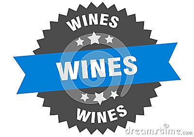 wines sign. wines circular band label. wines sticker Vector Illustration