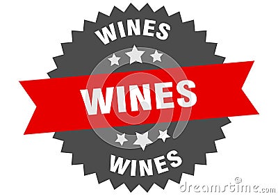 wines sign. wines circular band label. wines sticker Vector Illustration