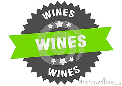 wines sign. wines circular band label. wines sticker Vector Illustration