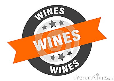 wines sign. wines round ribbon sticker. wines Vector Illustration