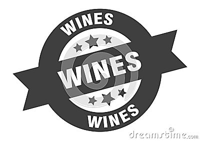 wines sign. wines round ribbon sticker. wines Vector Illustration