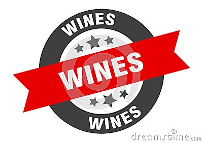 wines sign. wines round ribbon sticker. wines Vector Illustration