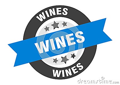 wines sign. wines round ribbon sticker. wines Vector Illustration