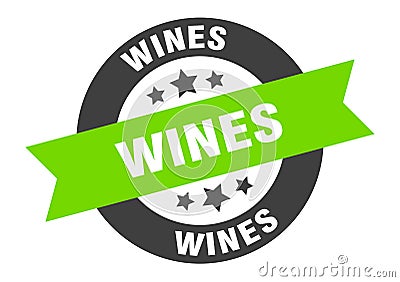 wines sign. wines round ribbon sticker. wines Vector Illustration