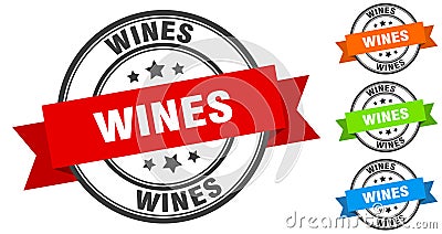 wines stamp. round band sign set. label Vector Illustration