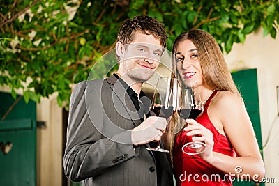 Winetasting in restaurant Stock Photo