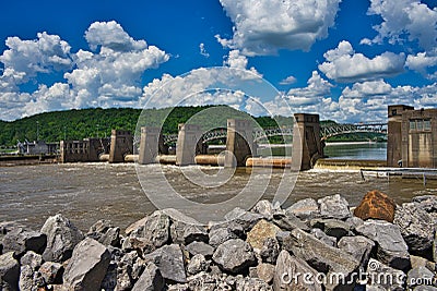 Winfield Locks and Dam on the Kanawha River Editorial Stock Photo