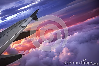 Wing of an airplane Stock Photo