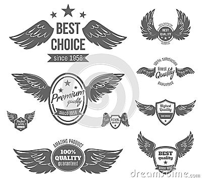 Wing Label Black vector design illustration Vector Illustration