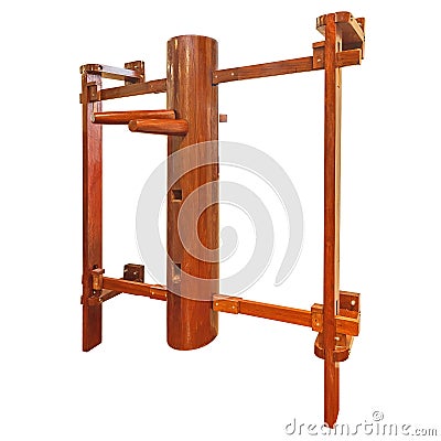 Wing Chun /wooden dummy training equipment Isolated on white Stock Photo