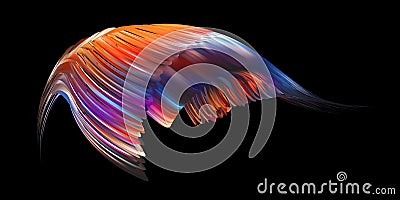 Wing Colorful abstract twisted fluide shape flow. Trendy liquid design. 3D colored abstract Flow shapes stream paint. Deep Vector Illustration