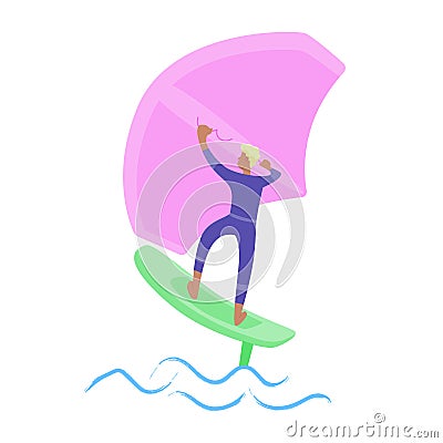 Wing foiling sport Vector Illustration