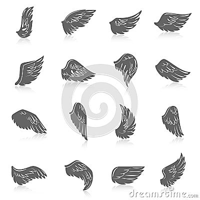 Wing Icon Set Vector Illustration