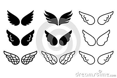 Wing icon vector art set Vector Illustration