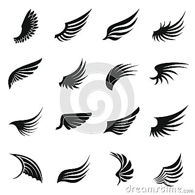 Wing icons set, simple Vector Illustration